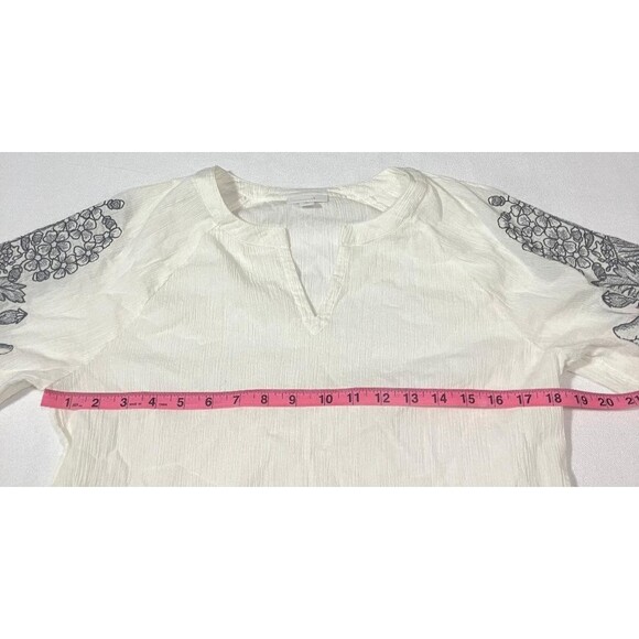 J.Jill Pure Jill Women's XS Petite Embroidered Sleeve Cotton Top Blouse White - Picture 7 of 8